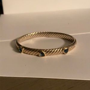 David Yurman Bracelet- cuff w/ clasp SS & Topaz.